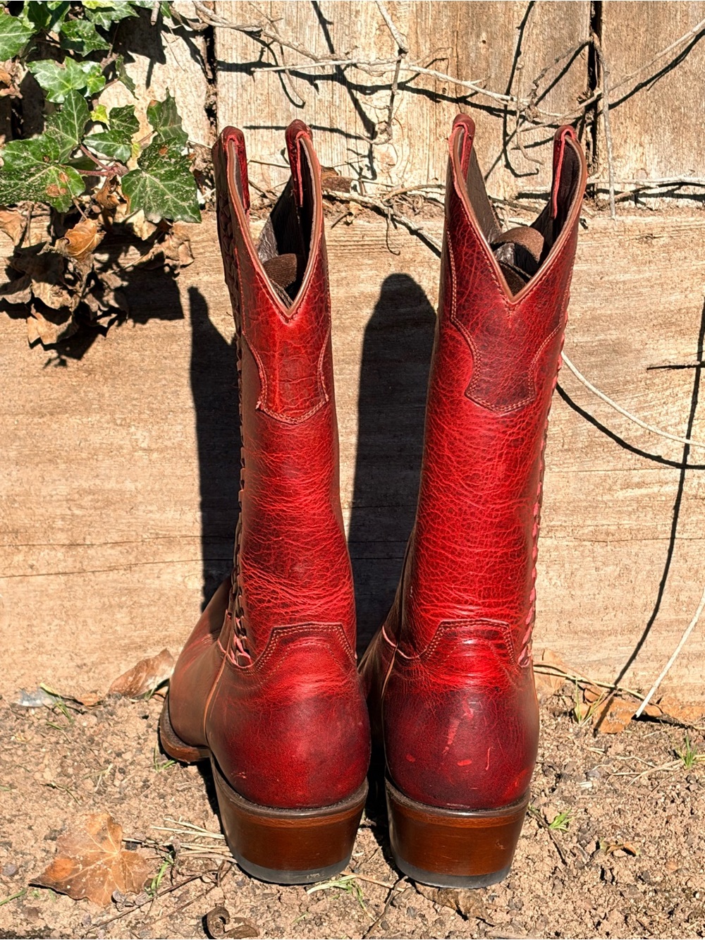 shyanne dark red leather woven western cowboy boots snip toe women’s size 8.5 - Picture 15 of 16